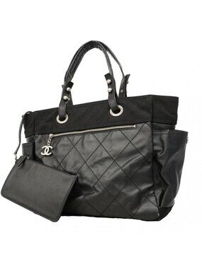 Chanel Tote Paris Biarritz Canvas Black Silver